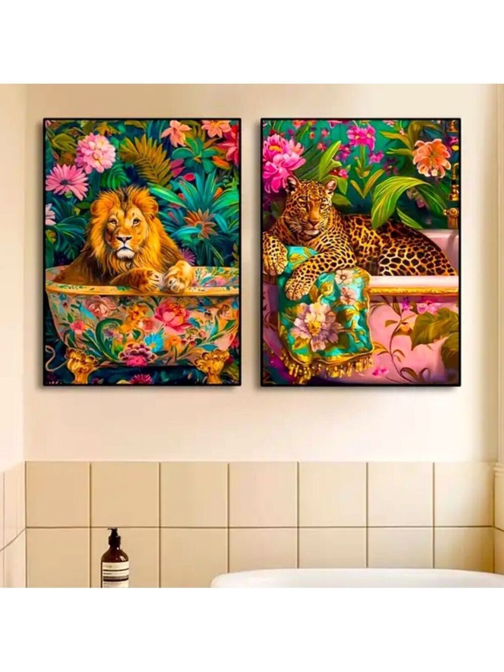 “Big Cat Relaxation" Canvas Print Jungle Pair Wall Art Set